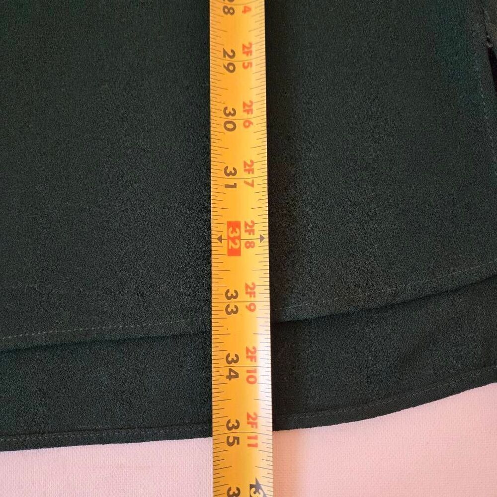 Zara Woman Forest Green Tie Sleeve Split Neckline Shift Dress Medium - Picture 7 of 11